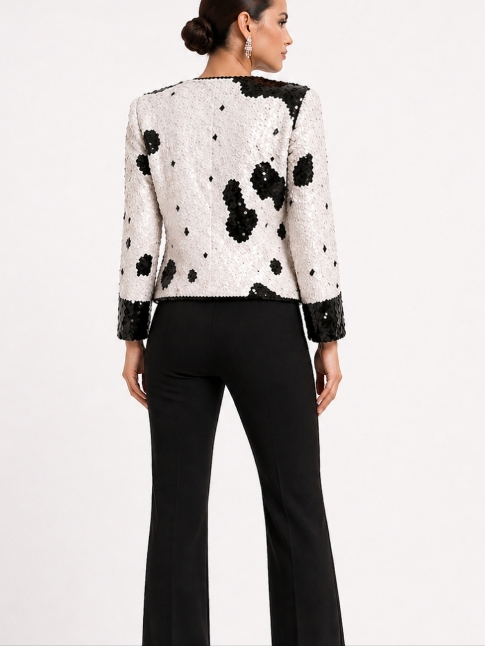 Creative Creations | Vintage Black White Silk Sequin Jacket - Picture 9 of 12